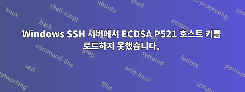 Windows SSH 서버에서 ECDSA P521 호스트 키를 로드하지 못했습니다.