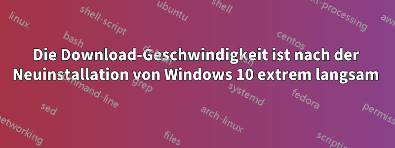 Die Download-Geschwindigkeit ist nach der Neuinstallation von Windows 10 extrem langsam