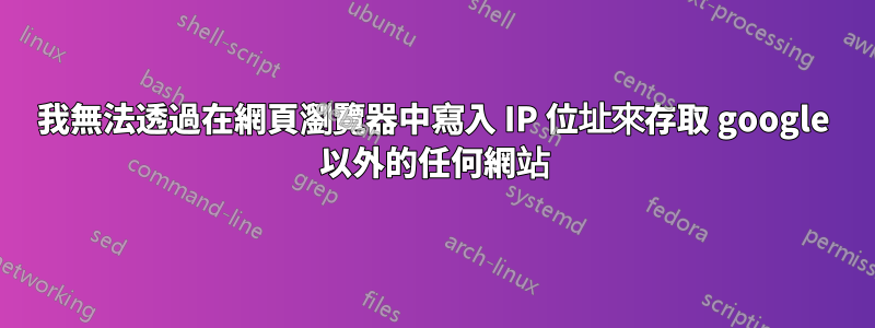 我無法透過在網頁瀏覽器中寫入 IP 位址來存取 google 以外的任何網站