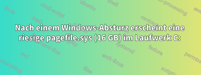 Nach einem Windows-Absturz erscheint eine riesige pagefile.sys (16 GB) im Laufwerk C: