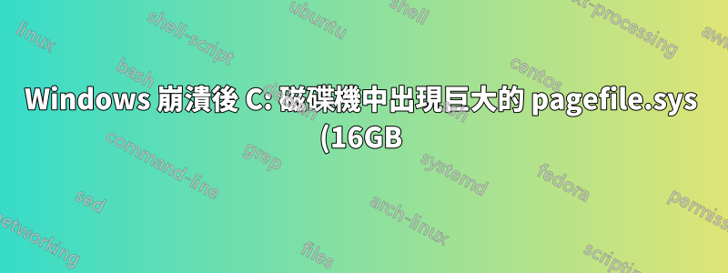 Windows 崩潰後 C: 磁碟機中出現巨大的 pagefile.sys (16GB)