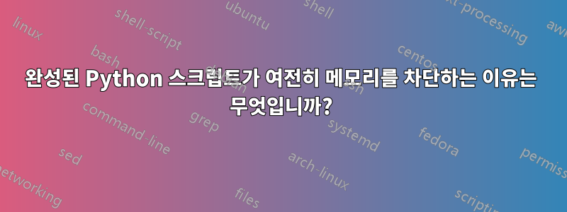 완성된 Python 스크립트가 여전히 메모리를 차단하는 이유는 무엇입니까?