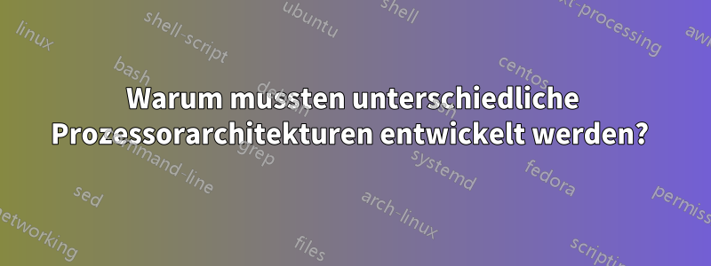 Warum mussten unterschiedliche Prozessorarchitekturen entwickelt werden? 