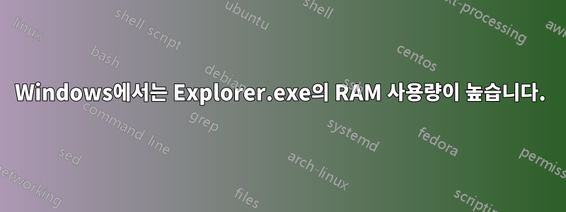 Windows에서는 Explorer.exe의 RAM 사용량이 높습니다.