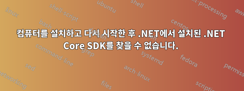 컴퓨터를 설치하고 다시 시작한 후 .NET에서 설치된 .NET Core SDK를 찾을 수 없습니다.