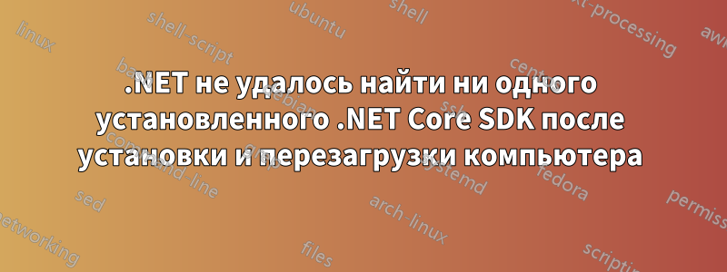 .NET не удалось найти ни одного установленного .NET Core SDK после установки и перезагрузки компьютера