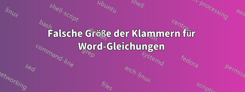 Falsche Größe der Klammern für Word-Gleichungen