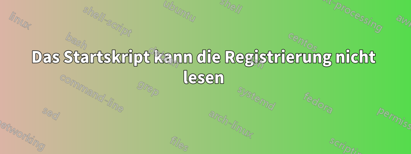 Das Startskript kann die Registrierung nicht lesen