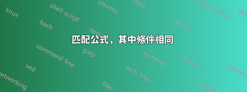 匹配公式，其中條件相同