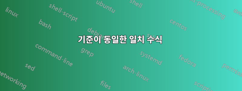 기준이 동일한 일치 수식