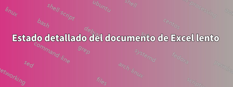 Estado detallado del documento de Excel lento