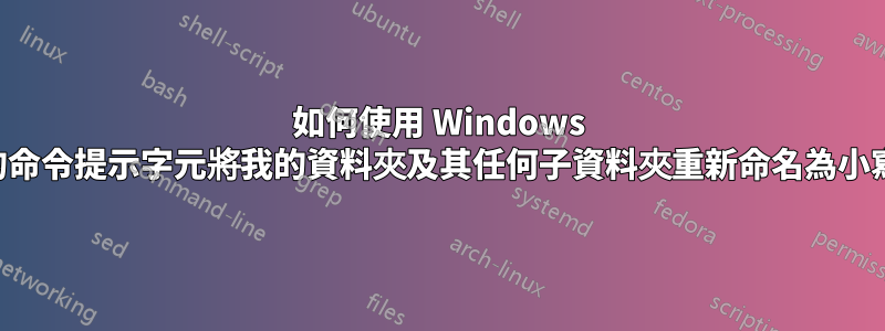 如何使用 Windows 中的命令提示字元將我的資料夾及其任何子資料夾重新命名為小寫？