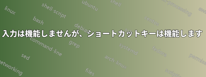 入力は機能しませんが、ショートカットキーは機能します