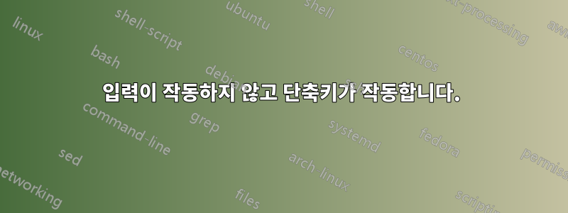 입력이 작동하지 않고 단축키가 작동합니다.