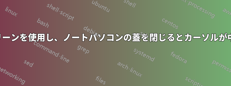 外部スクリーンを使用し、ノートパソコンの蓋を閉じるとカーソルが中央に戻る