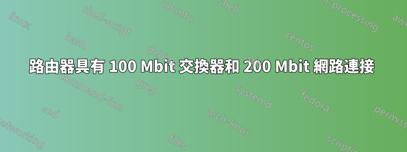 路由器具有 100 Mbit 交換器和 200 Mbit 網路連接