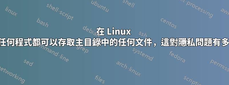 在 Linux 中，任何程式都可以存取主目錄中的任何文件，這對隱私問題有多大？