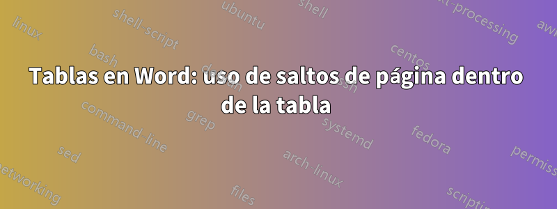 Tablas en Word: uso de saltos de página dentro de la tabla