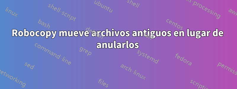 Robocopy mueve archivos antiguos en lugar de anularlos