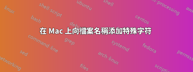 在 Mac 上向檔案名稱添加特殊字符