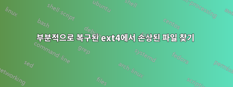 부분적으로 복구된 ext4에서 손상된 파일 찾기