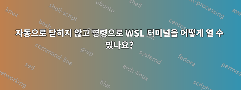 자동으로 닫히지 않고 명령으로 WSL 터미널을 어떻게 열 수 있나요?