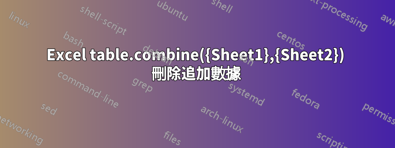 Excel table.combine({Sheet1},{Sheet2}) 刪除追加數據