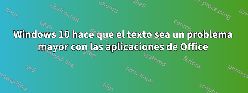 Windows 10 hace que el texto sea un problema mayor con las aplicaciones de Office