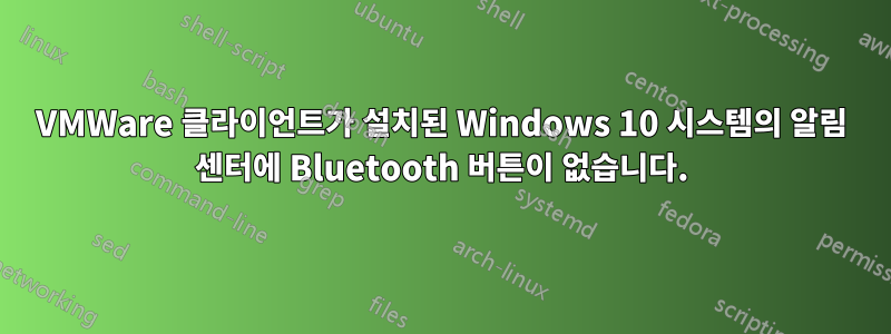 VMWare 클라이언트가 설치된 Windows 10 시스템의 알림 센터에 Bluetooth 버튼이 없습니다.