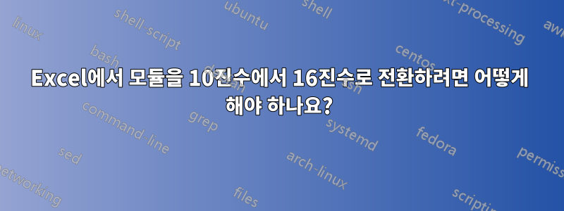 Excel에서 모듈을 10진수에서 16진수로 전환하려면 어떻게 해야 하나요?