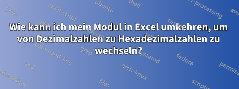 Wie kann ich mein Modul in Excel umkehren, um von Dezimalzahlen zu Hexadezimalzahlen zu wechseln?