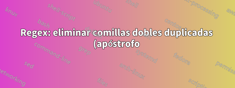 Regex: eliminar comillas dobles duplicadas (apóstrofo) en una etiqueta html (de una cadena)