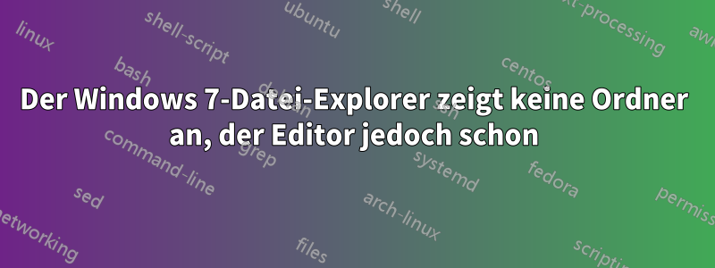 Der Windows 7-Datei-Explorer zeigt keine Ordner an, der Editor jedoch schon