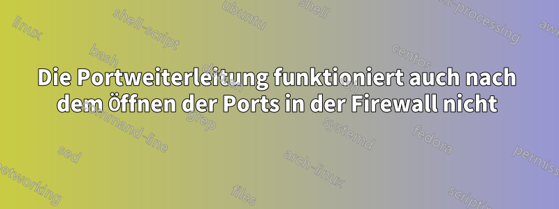 Die Portweiterleitung funktioniert auch nach dem Öffnen der Ports in der Firewall nicht