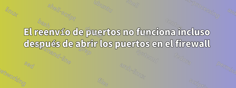 El reenvío de puertos no funciona incluso después de abrir los puertos en el firewall