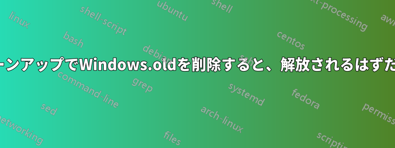 Windows10のシステムクリーンアップでWindows.oldを削除すると、解放されるはずだったスペースの半分以下しか