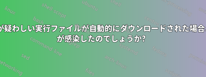 出所が疑わしい実行ファイルが自動的にダウンロードされた場合、PC が感染したのでしょうか?
