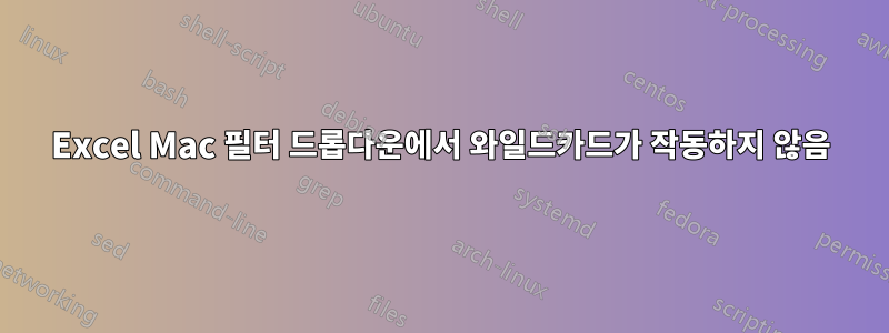 Excel Mac 필터 드롭다운에서 와일드카드가 작동하지 않음