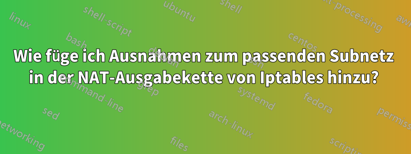Wie füge ich Ausnahmen zum passenden Subnetz in der NAT-Ausgabekette von Iptables hinzu?