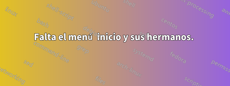 Falta el menú inicio y sus hermanos.