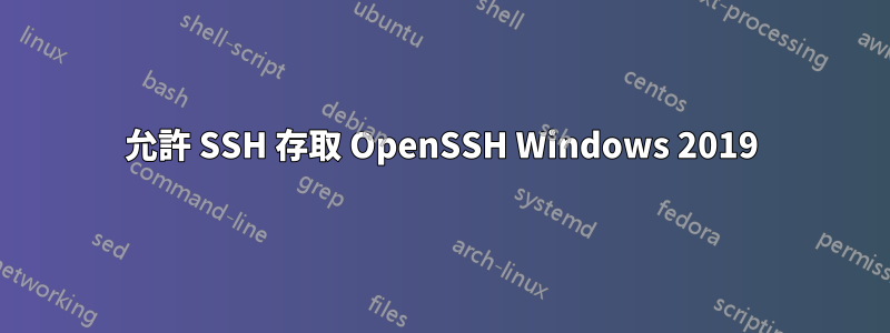允許 SSH 存取 OpenSSH Windows 2019