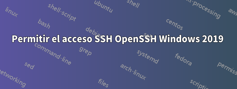Permitir el acceso SSH OpenSSH Windows 2019