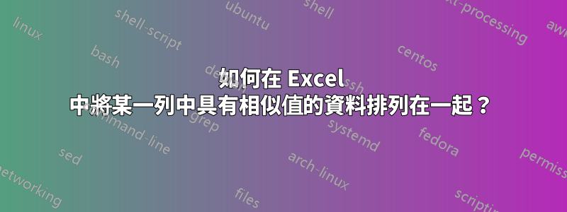 如何在 Excel 中將某一列中具有相似值的資料排列在一起？