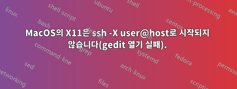 MacOS의 X11은 ssh -X user@host로 시작되지 않습니다(gedit 열기 실패).