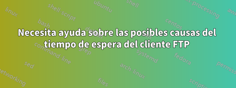 Necesita ayuda sobre las posibles causas del tiempo de espera del cliente FTP