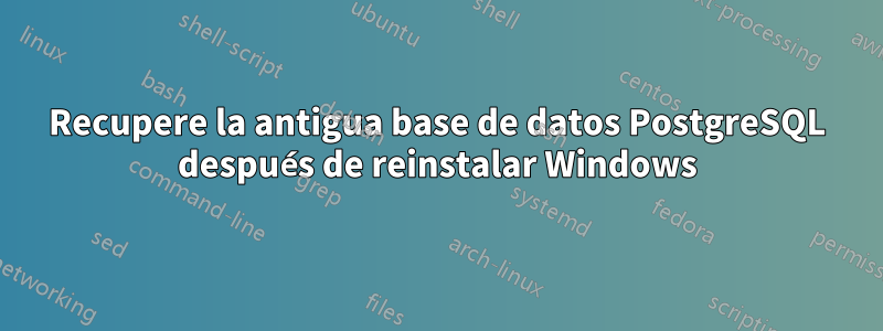 Recupere la antigua base de datos PostgreSQL después de reinstalar Windows