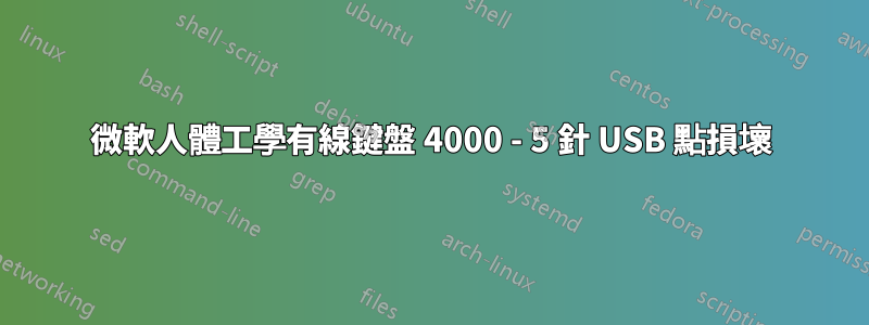 微軟人體工學有線鍵盤 4000 - 5 針 USB 點損壞