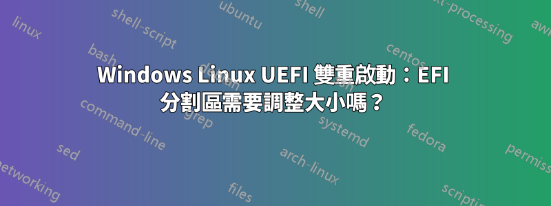 Windows Linux UEFI 雙重啟動：EFI 分割區需要調整大小嗎？