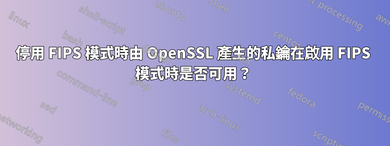 停用 FIPS 模式時由 OpenSSL 產生的私鑰在啟用 FIPS 模式時是否可用？