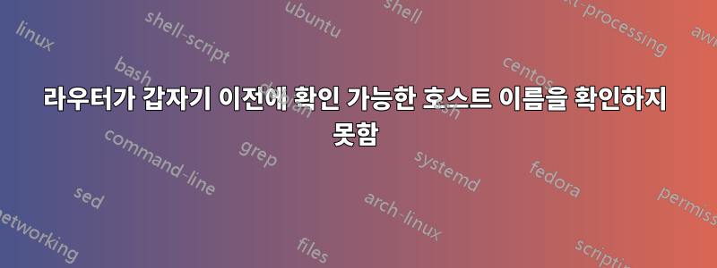 라우터가 갑자기 이전에 확인 가능한 호스트 이름을 확인하지 못함